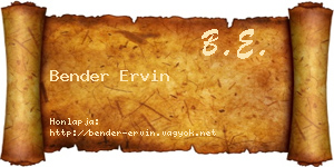 Bender Ervin névjegykártya
